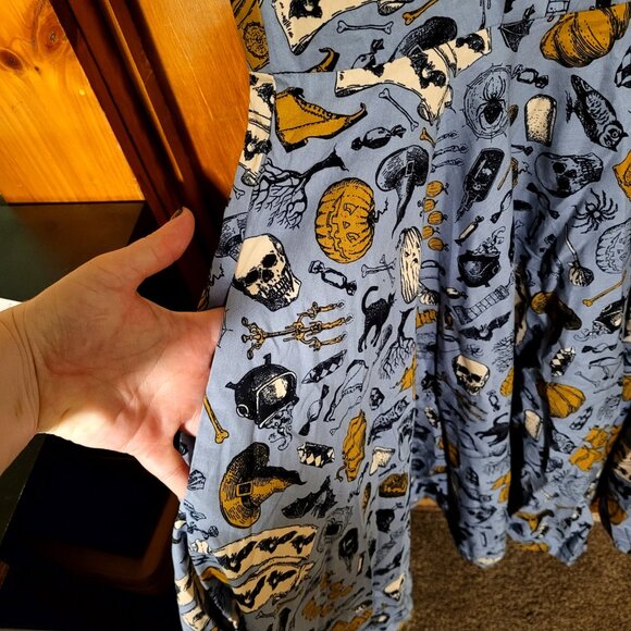 Dusty Blue Halloween Print Judy Swing Dress - Picture 8 of 9